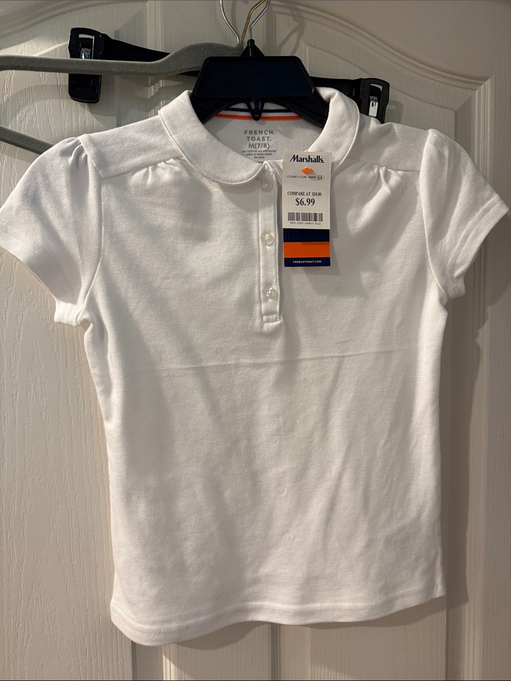 French Toast White Girls' Peter Pan Collar Polo Top